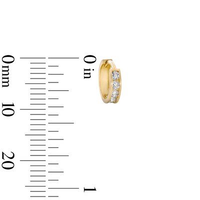 Cubic Zirconia Two Pair Huggie Hoop and Solitaire Stud Earrings Set in 10K Gold