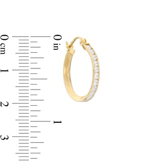 Cubic Zirconia 2.3 x 18mm Hoop Earrings in 10K Tube Hollow Gold