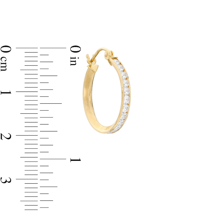 Cubic Zirconia 2.3 x 18mm Hoop Earrings in 10K Tube Hollow Gold