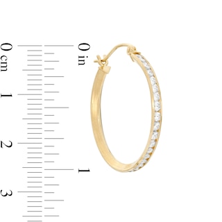 10K Tube Hollow Gold CZ Hoops