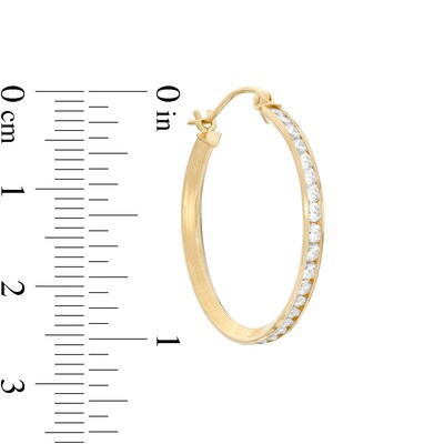 10K Tube Hollow Gold CZ Hoops