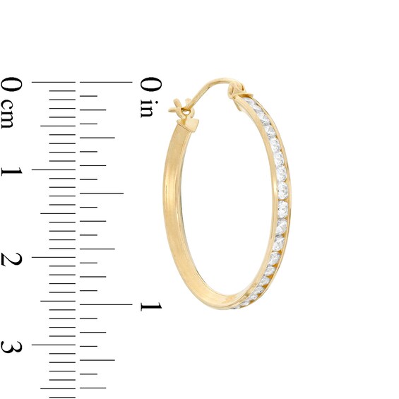 10K Tube Hollow Gold CZ Hoops