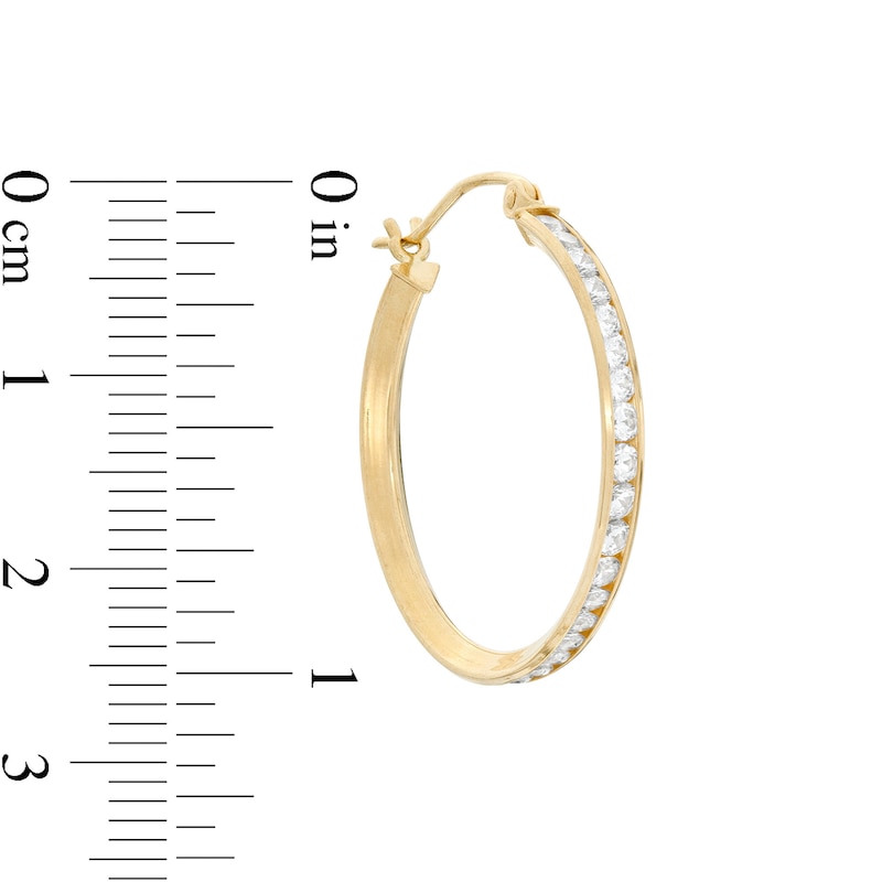 10K Tube Hollow Gold CZ Hoops