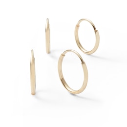 14K Tube Hollow Gold Continuous Tube Hoops Set