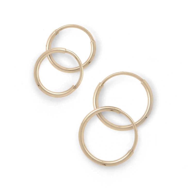 Main Image 2 of 14K Tube Hollow Gold Continuous Tube Hoops Set