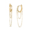 Thumbnail Image 1 of Double Strand Chain Drop 12mm Huggie Hoop Earrings in 10K Gold