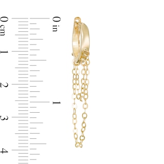 Double Strand Chain Drop 12mm Huggie Hoop Earrings in 10K Gold