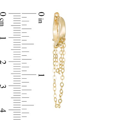 Double Strand Chain Drop 12mm Huggie Hoop Earrings in 10K Gold