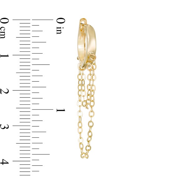 Double Strand Chain Drop 12mm Huggie Hoop Earrings in 10K Gold