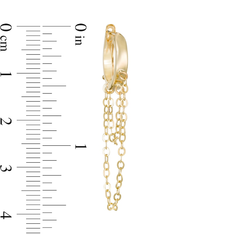 Main Image 2 of Double Strand Chain Drop 12mm Huggie Hoop Earrings in 10K Gold