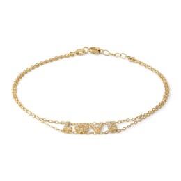 Made in Italy Cubic Zirconia &quot;LOVE&quot; Double Strand Bracelet in 10K Gold - 7.5&quot;