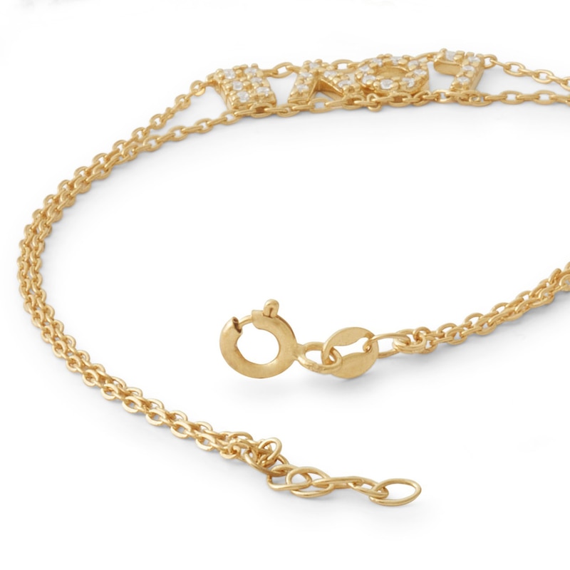 Main Image 2 of Made in Italy Cubic Zirconia "LOVE" Double Strand Bracelet in 10K Gold - 7.5"