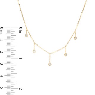 Made in Italy Cubic Zirconia Dangle Station Choker Necklace in 10K Gold - 16"