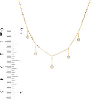 Made in Italy Cubic Zirconia Dangle Station Choker Necklace in 10K Gold - 16"