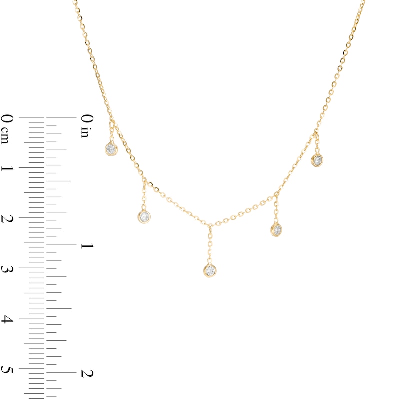 Main Image 2 of Made in Italy Cubic Zirconia Dangle Station Choker Necklace in 10K Gold - 16"