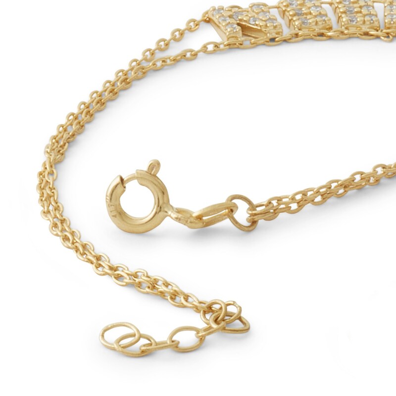 Main Image 2 of Made in Italy Cubic Zirconia "QUEEN" Double Strand Bracelet in 10K Solid Gold Chain and Casting Elements - 8"