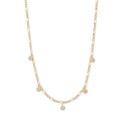 Made in Italy 3.5mm Cubic Zirconia Station Choker Necklace in 10K Solid Gold - 16"