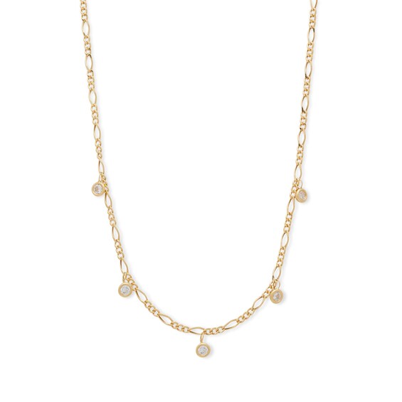 Made in Italy 3.5mm Cubic Zirconia Station Choker Necklace in 10K Solid Gold - 16"