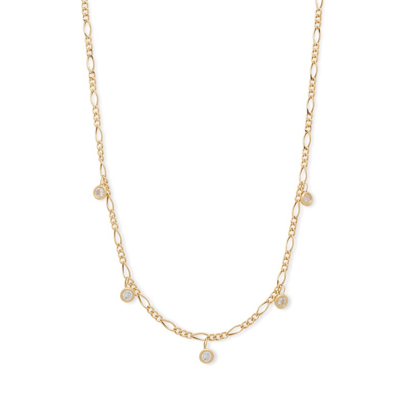 Main Image 1 of Made in Italy 3.5mm Cubic Zirconia Station Choker Necklace in 10K Solid Gold - 16"