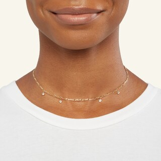 Made in Italy 3.5mm Cubic Zirconia Station Choker Necklace in 10K Solid Gold - 16"