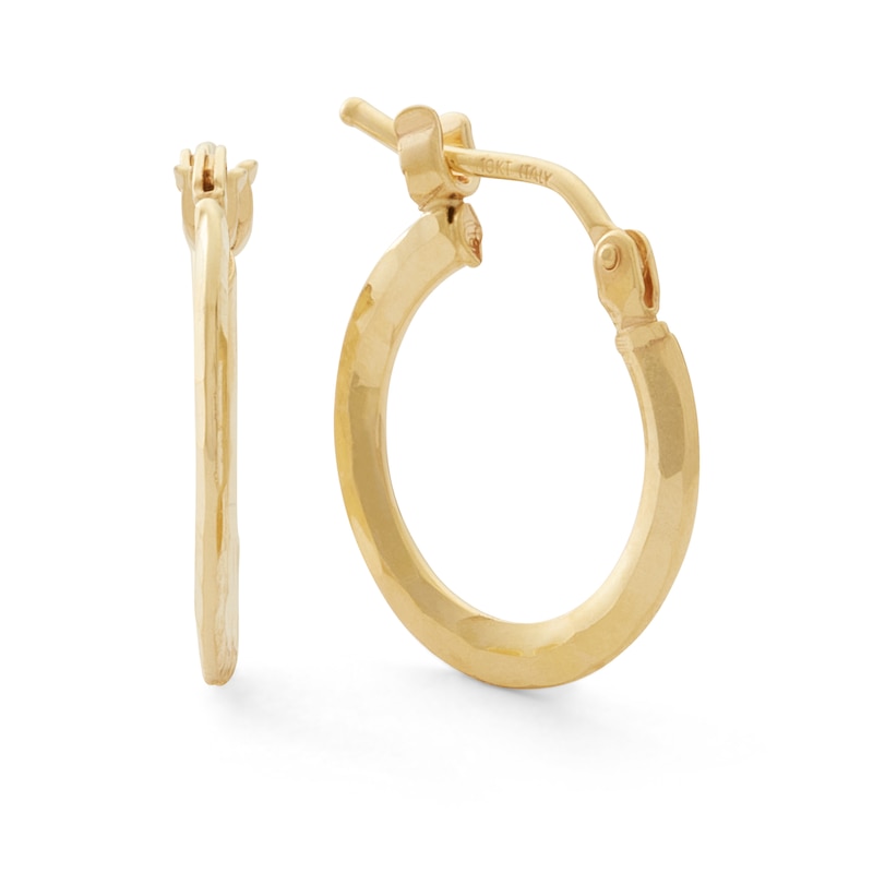 Main Image 1 of 10K Gold Diamond-Cut Hoops Made in Italy