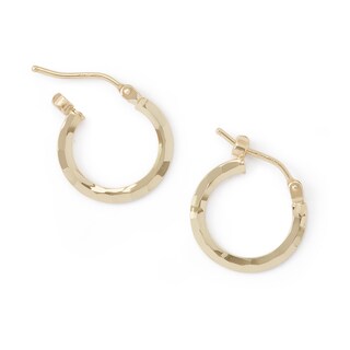 10K Gold Diamond-Cut Hoops Made in Italy