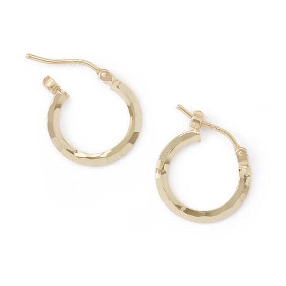 10K Gold Diamond-Cut Hoops Made in Italy