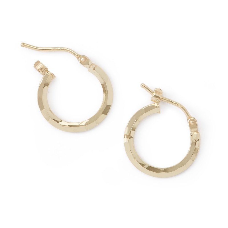 Main Image 2 of 10K Gold Diamond-Cut Hoops Made in Italy