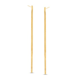 Made in Italy Double Strand Herringbone Chain Drop Earrings in 10K Gold