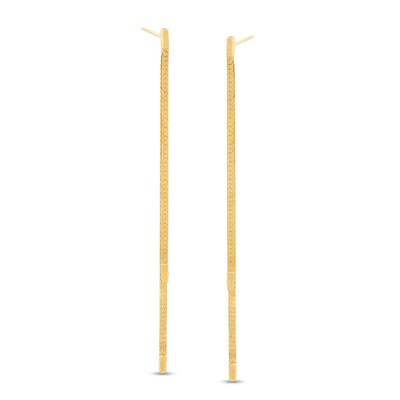 Made in Italy Double Strand Herringbone Chain Drop Earrings in 10K Gold