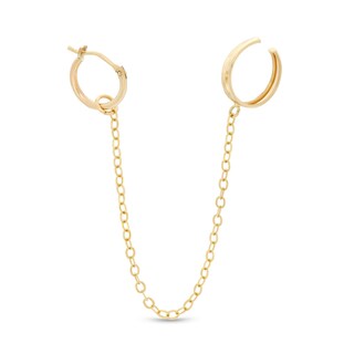 10mm Hoop with Chain Ear Cuff in 10K Gold