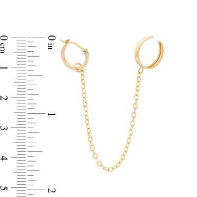 10mm Hoop with Chain Ear Cuff in 10K Gold