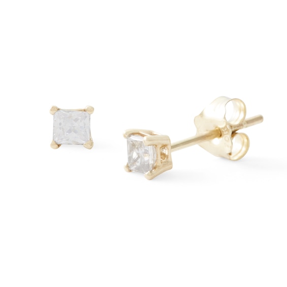 1/4 CT. T.W. Princess-Cut Diamond Solitaire Stud Earrings in 10K Gold