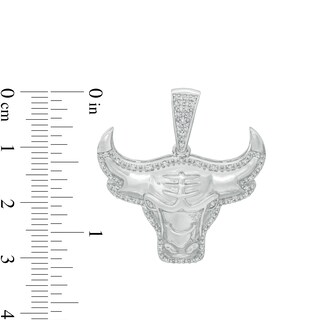 1/8 CT. T.W. Diamond Bull Necklace Charm in Sterling Silver