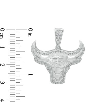 1/8 CT. T.W. Diamond Bull Necklace Charm in Sterling Silver