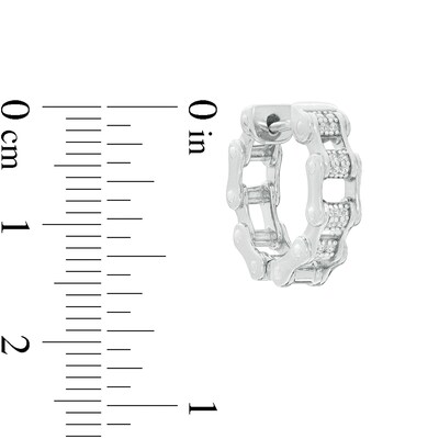 1/20 CT. T.W. Diamond Bicycle Chain 11.8mm Huggie Hoop Earrings in Sterling Silver