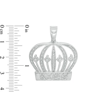 1/6 CT. T.W. Diamond "KING" Crown Necklace Charm in Sterling Silver