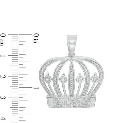 1/6 CT. T.W. Diamond "KING" Crown Necklace Charm in Sterling Silver