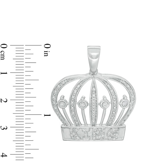 1/6 CT. T.W. Diamond "KING" Crown Necklace Charm in Sterling Silver
