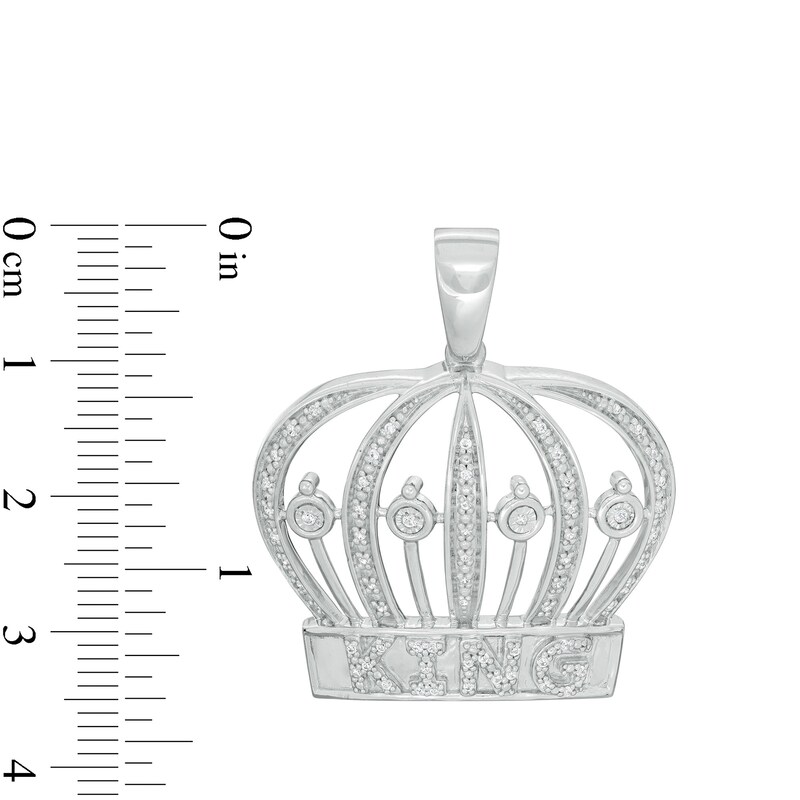 1/6 CT. T.W. Diamond "KING" Crown Necklace Charm in Sterling Silver