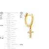 Thumbnail Image 1 of 1/20 CT. T.W. Diamond Cross Dangle 9mm Huggie Hoop Earrings in 10K Gold