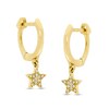 Thumbnail Image 1 of 1/20 CT. T.W. Diamond Star Dangle Huggie Hoop Earrings in 10K Gold