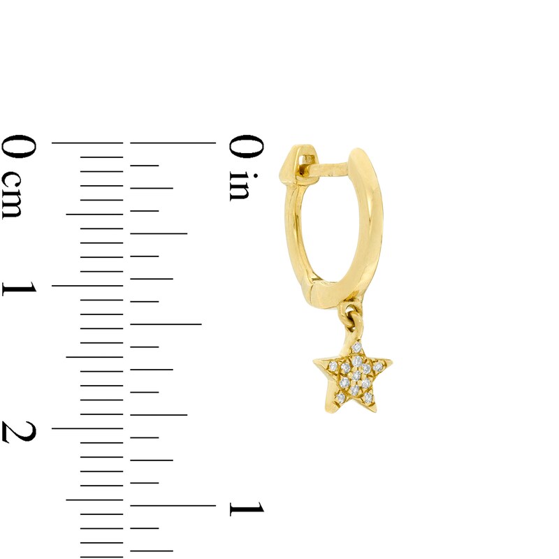 Main Image 2 of 1/20 CT. T.W. Diamond Star Dangle Huggie Hoop Earrings in 10K Gold