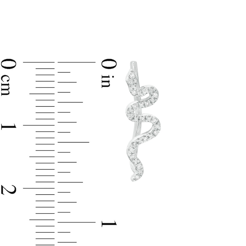 Main Image 2 of 1/20 CT. T.W. Diamond Snake Crawler Earrings in Sterling Silver