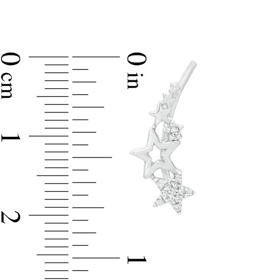 1/20 CT. T.W. Diamond Star Cluster Crawler Earrings in Sterling Silver