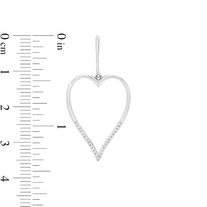 Main Image 2 of 1/10 CT. T.W. Diamond Heart Outline Drop Earrings in Sterling Silver