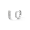 Thumbnail Image 0 of 1/15 CT. T.W. Diamond Triple Row 8.1mm Huggie Hoop Earrings in Sterling Silver