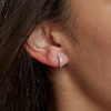 Thumbnail Image 2 of 1/15 CT. T.W. Diamond Triple Row 8.1mm Huggie Hoop Earrings in Sterling Silver