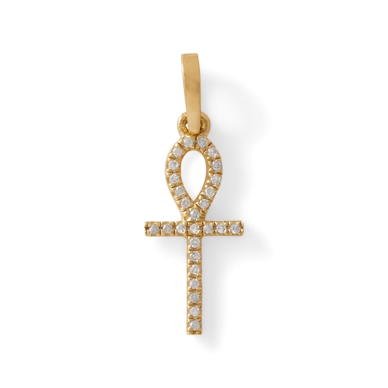 1/20 CT. T.W. Diamond Ankh Symbol Necklace Charm in 10K Gold