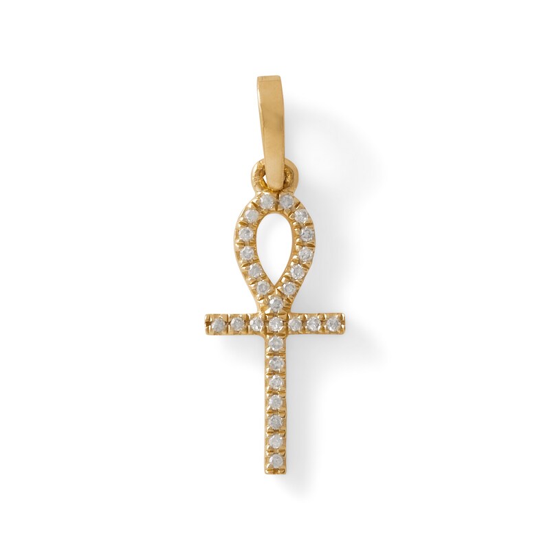 Main Image 1 of 1/20 CT. T.W. Diamond Ankh Symbol Necklace Charm in 10K Gold